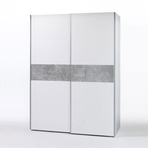 Kledingkast Salamanca 170cm met 2 deuren - wit/beton – kavel bij Openbare Verkopen, Beveren-Leie