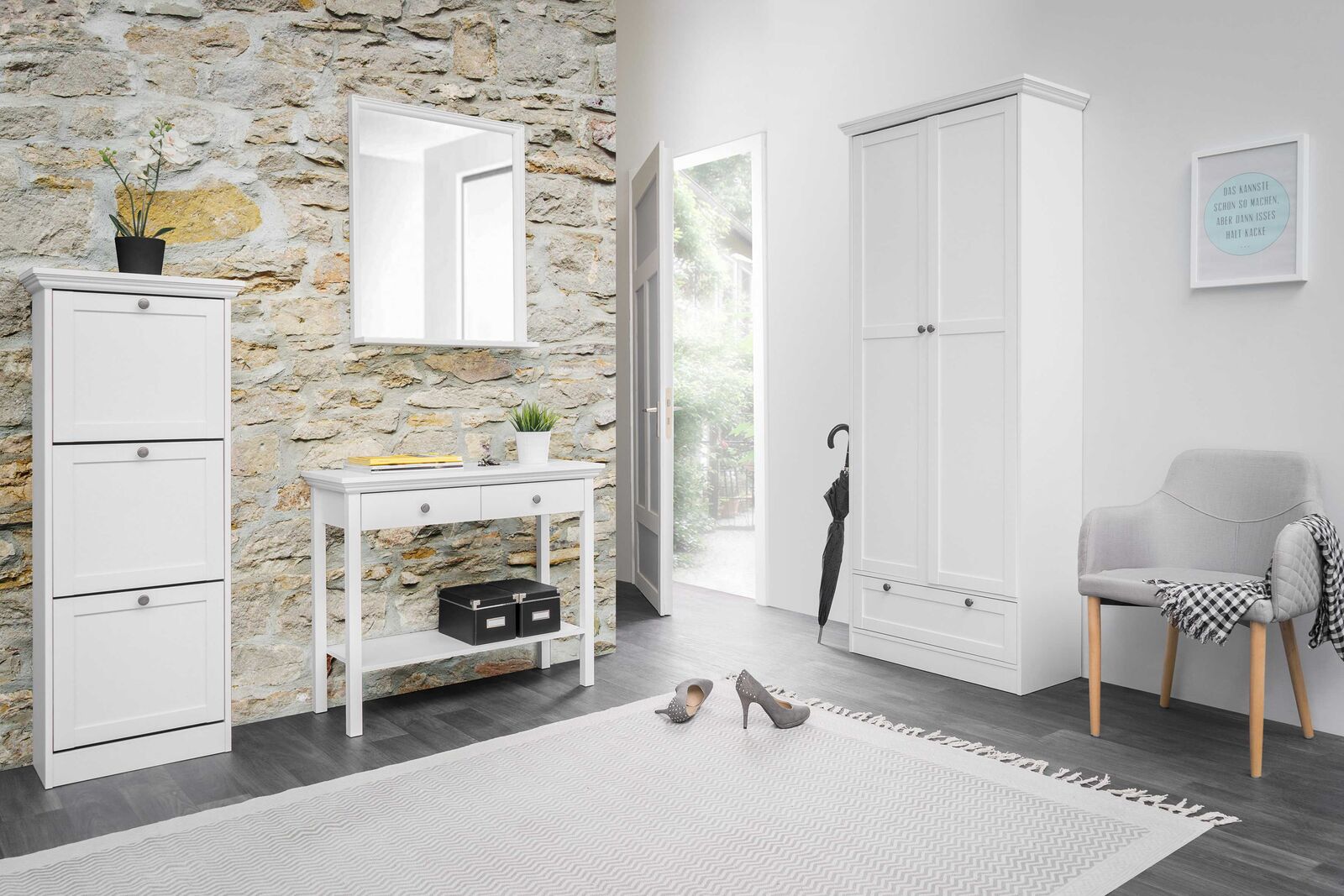 Kledingkast Landwood 80cm met 2 deuren - wit – kavel bij Openbare Verkopen, Beveren-Leie