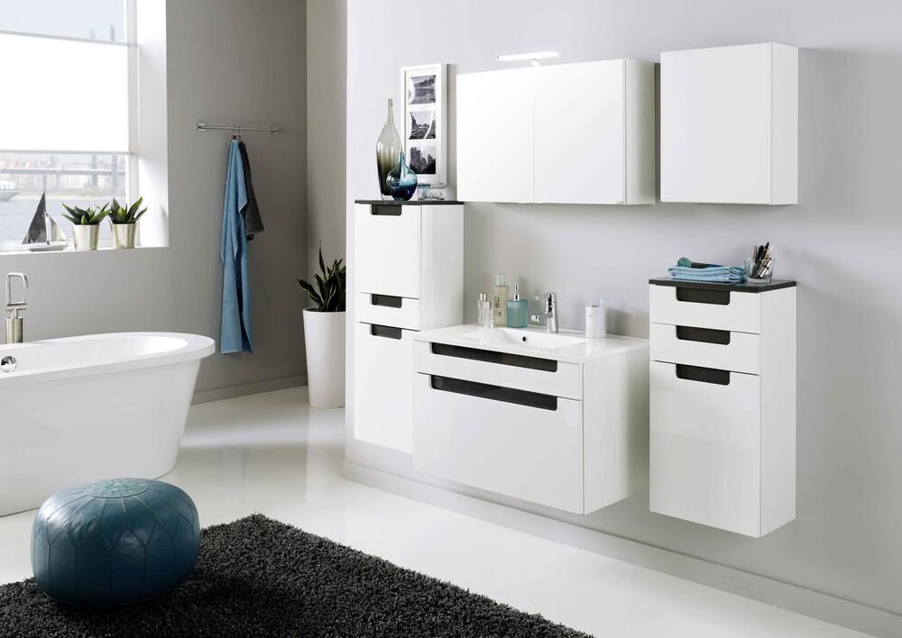 Hoge, brede kast Siena 40cm - wit/bruin – kavel bij Openbare Verkopen, Beveren-Leie