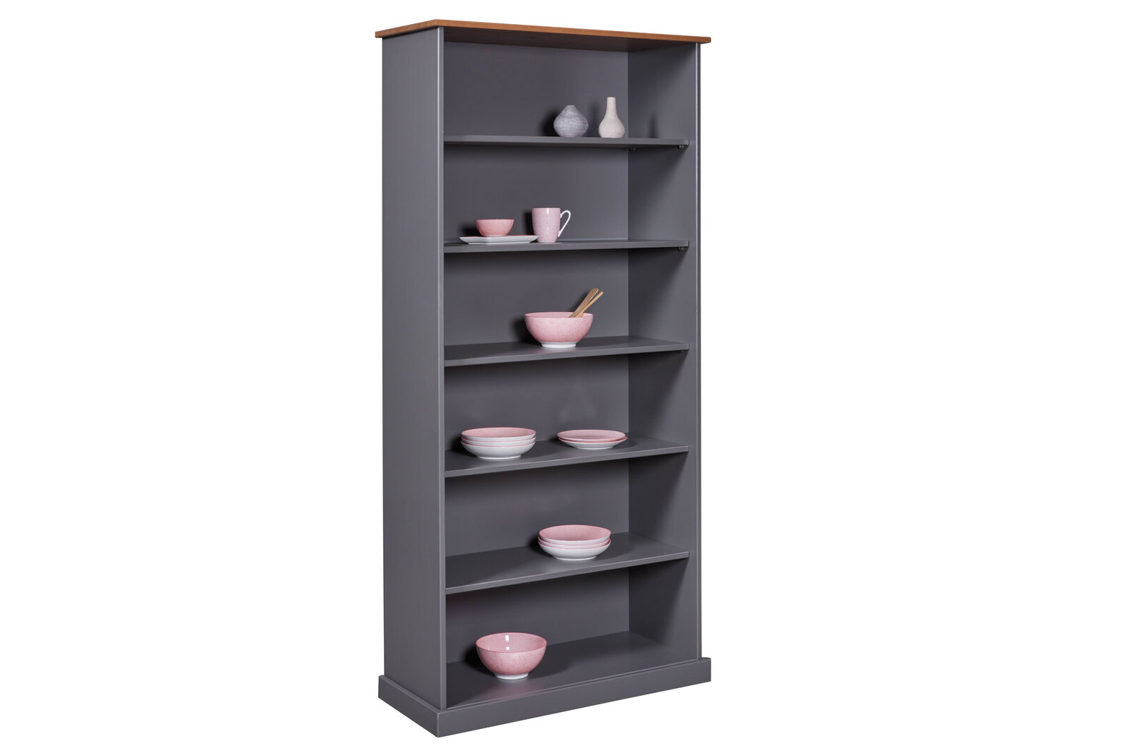 Boekenkast Westerland | 90 x 38,1 x 190 cm | Donkergrijs – kavel bij Openbare Verkopen, Beveren-Leie