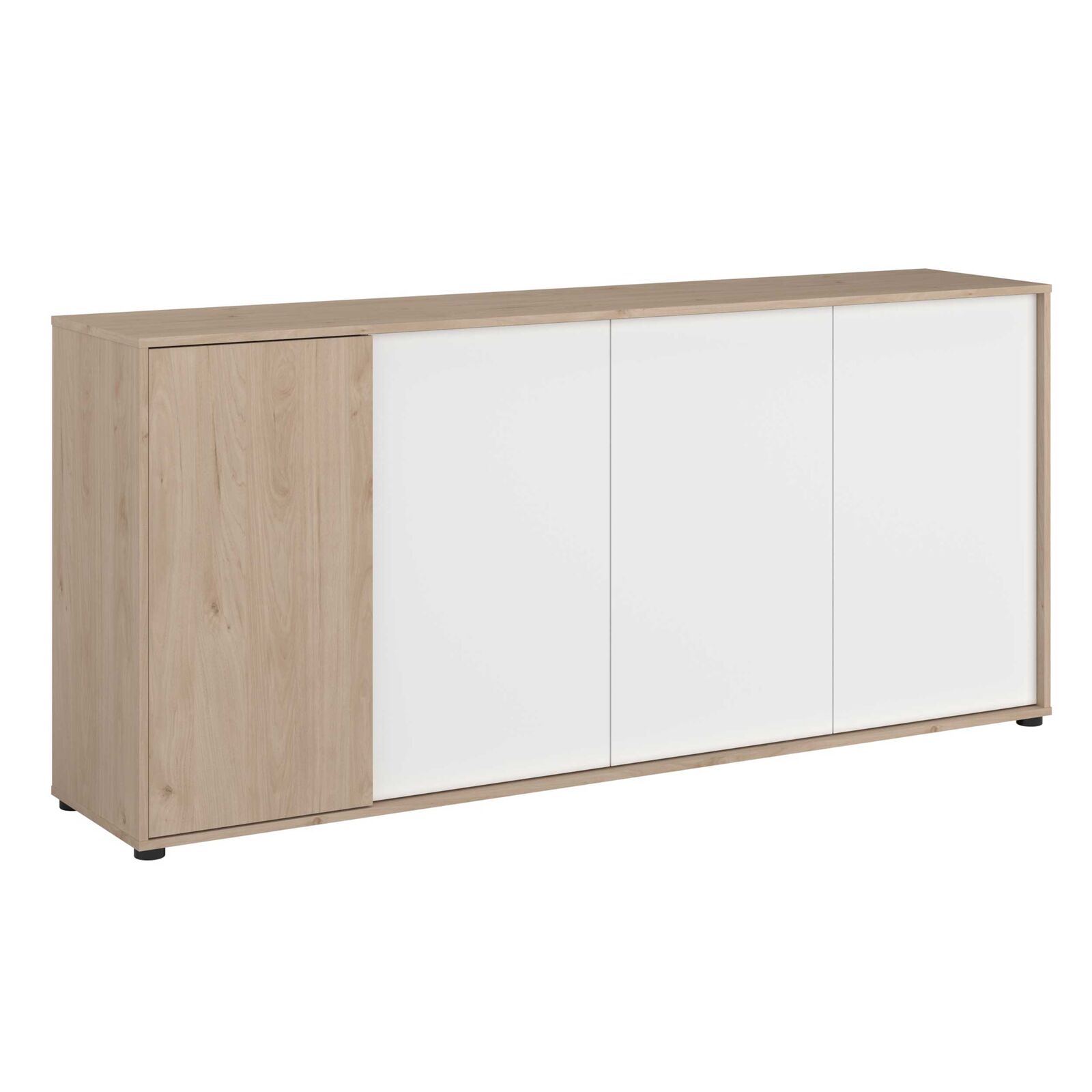 Dressoir Owen - 184x40x83cm - 4 deuren - eikdecor/wit – kavel bij Openbare Verkopen, Beveren-Leie