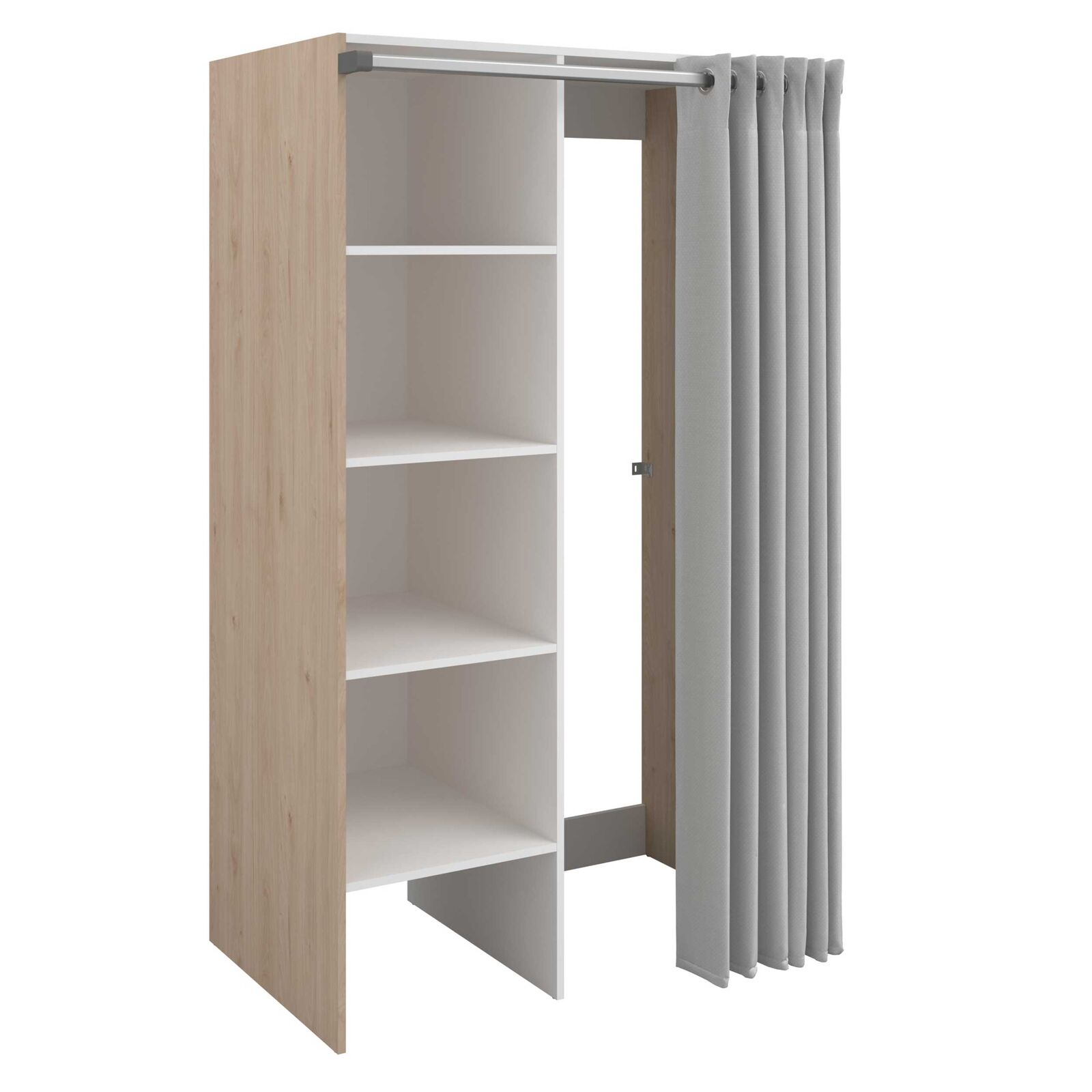 Wasmachinekast Laundry - 113x70x184cm - 4 legplanken & gordijn - eikdecor – kavel bij Openbare Verkopen, Beveren-Leie