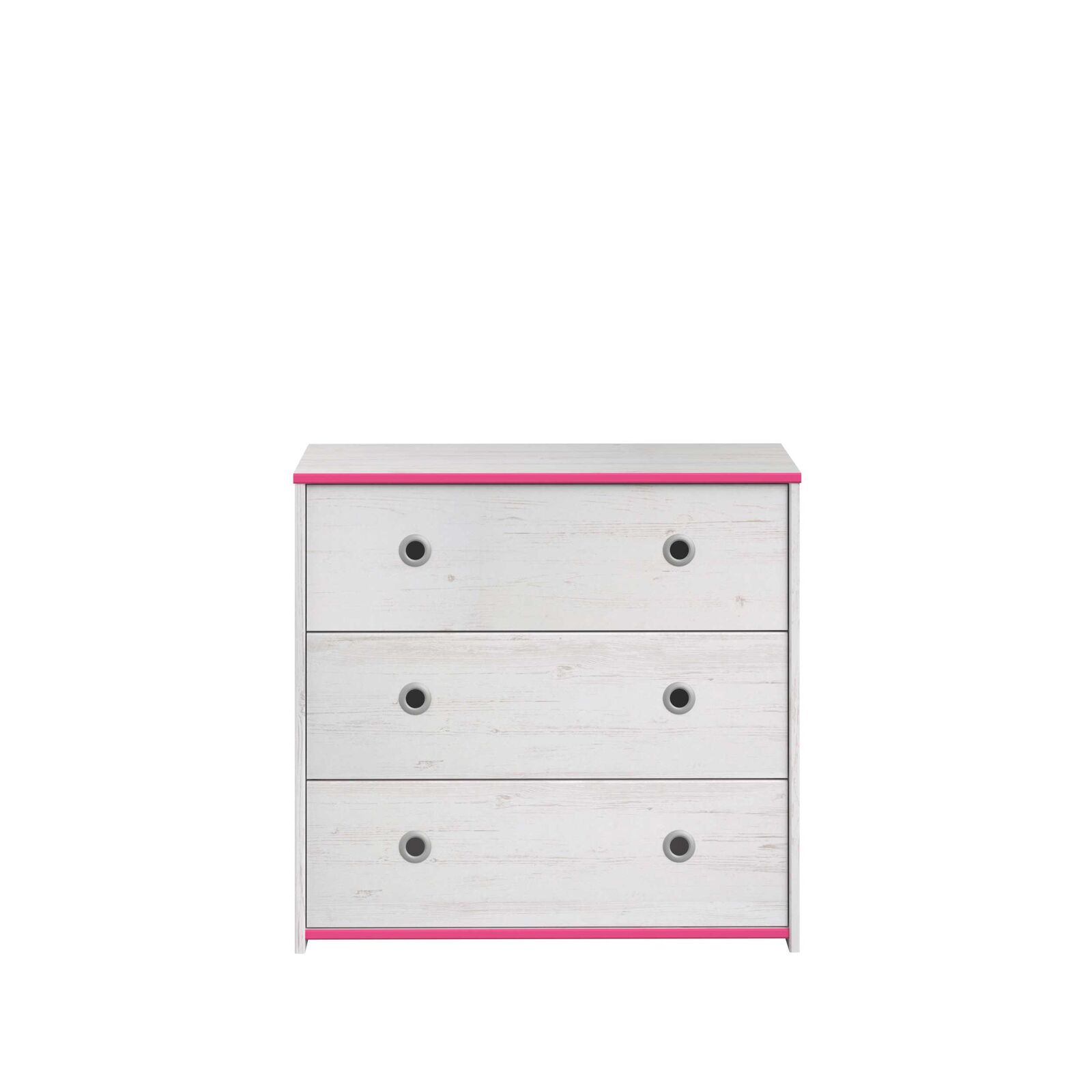 Commode Smoozy 79cm met 3 lades - wit/roze of wit/blauw – kavel bij Openbare Verkopen, Beveren-Leie