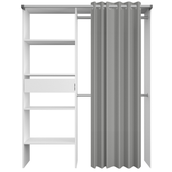 Kledingkast Barit 143cm - wit/grijs – kavel bij Openbare Verkopen, Beveren-Leie