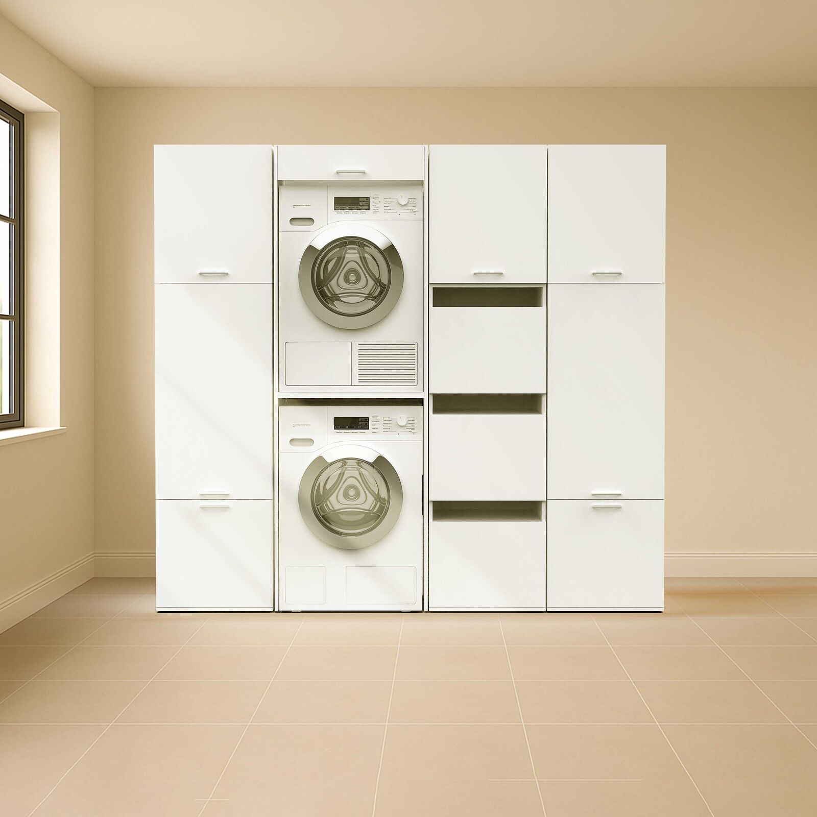 Opzetstuk voor wasmachinekast Linea - 66x67x58cm - 1 deur - wit – kavel bij Openbare Verkopen, Beveren-Leie