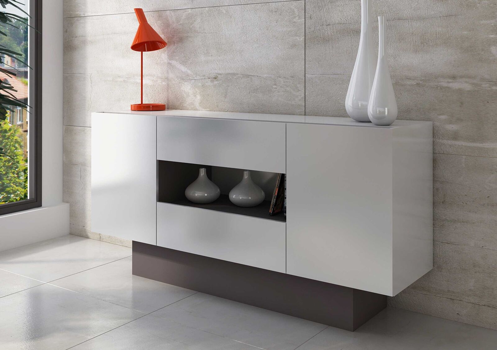 Dressoir / Tv-meubel Ivo 160cm - wit – kavel bij Openbare Verkopen, Beveren-Leie