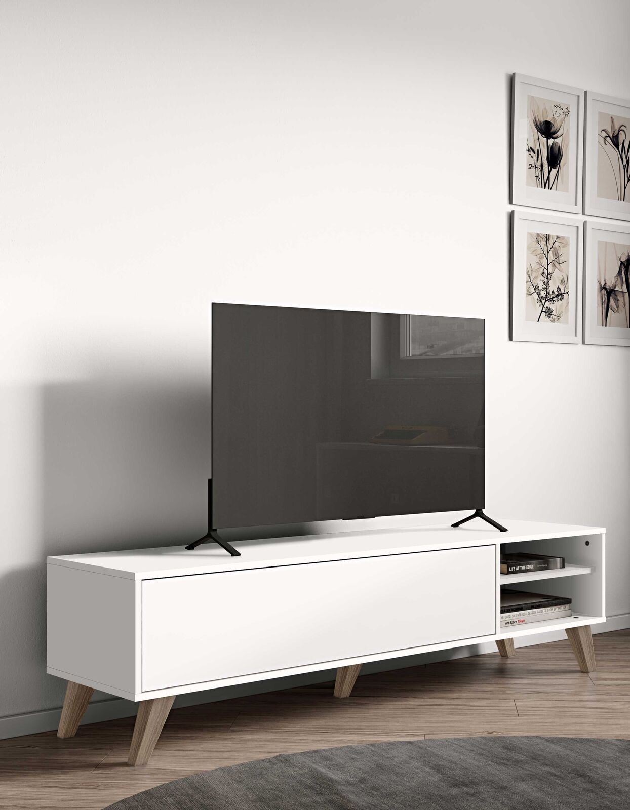 Tv-meubel Kim 165cm - wit – kavel bij Openbare Verkopen, Beveren-Leie