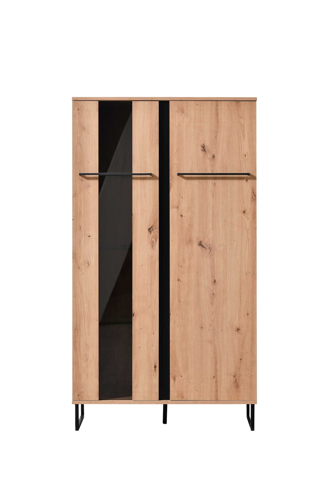 Vitrinekast Hoggas 84,5cm 2 deuren - eik/zwart – kavel bij Openbare Verkopen, Beveren-Leie