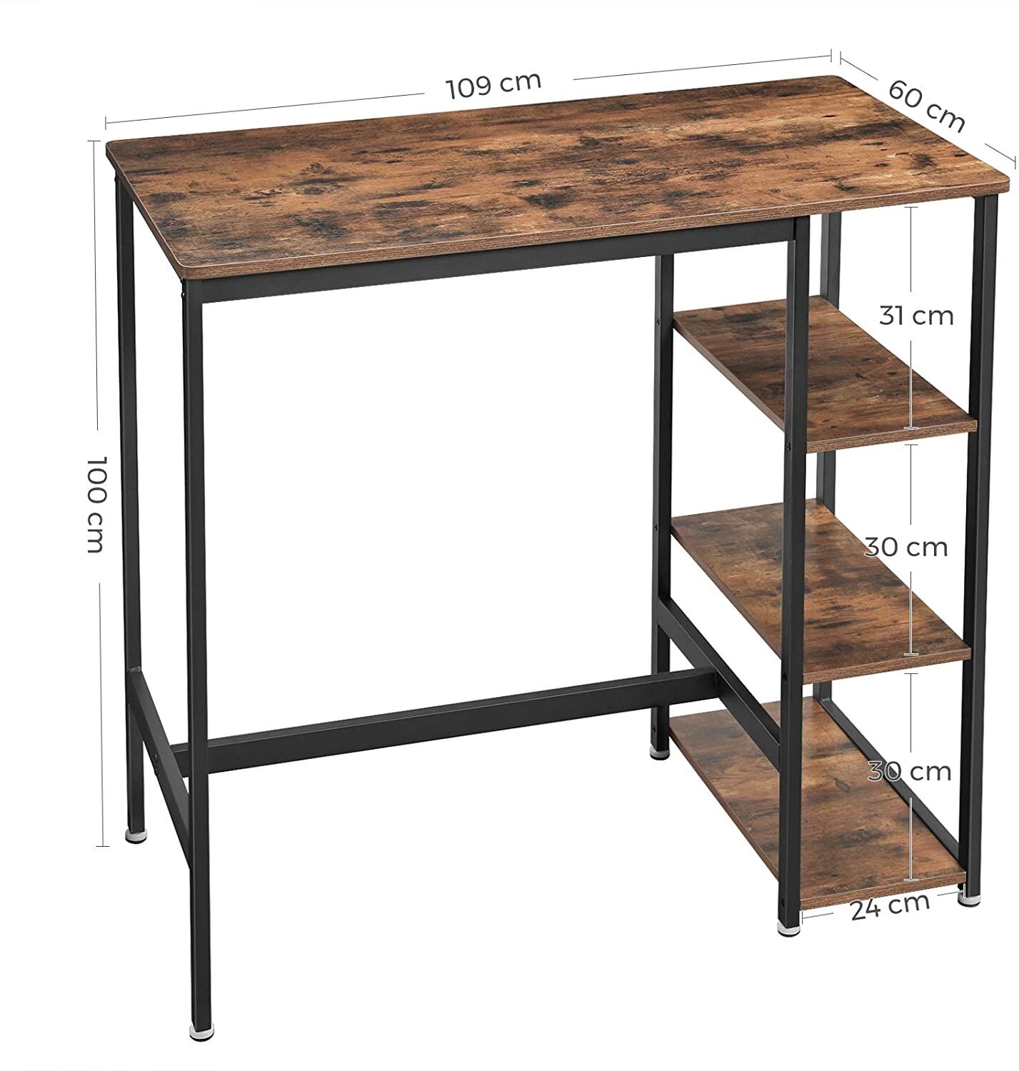 Bartafel Isolde 109x60 met 3 legplanken - bruin/zwart – kavel bij Openbare Verkopen, Beveren-Leie