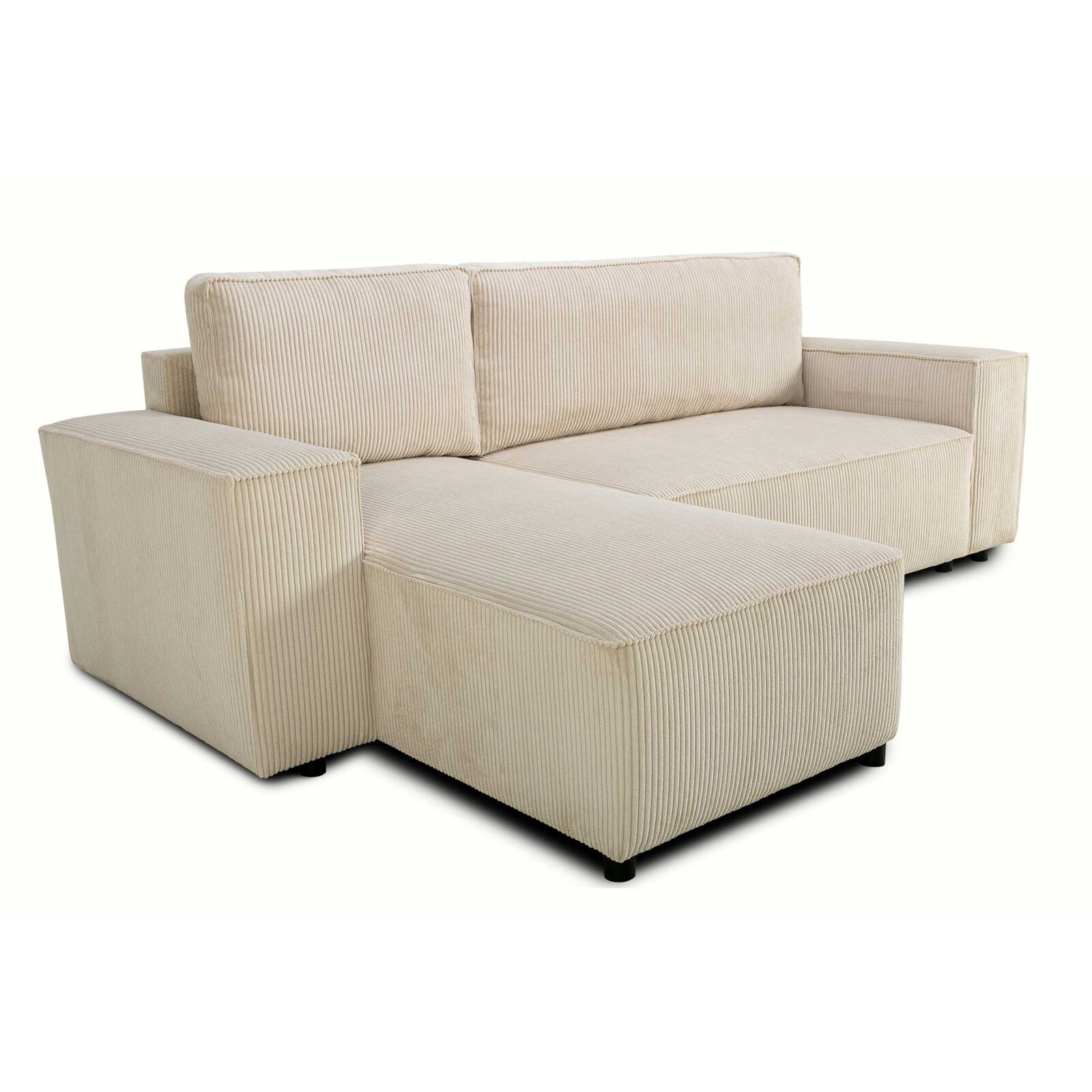 Hoekbank Josh - met opbergruimte - beige ribfluweel – kavel bij Openbare Verkopen, Beveren-Leie