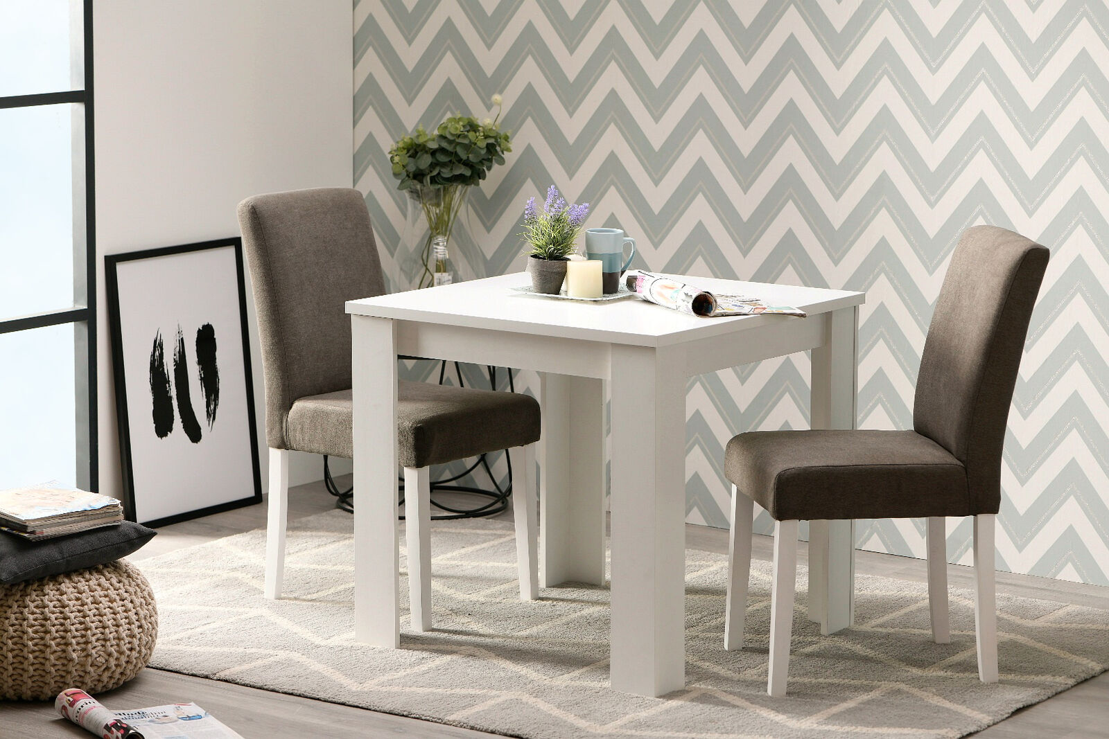 Eettafel Branco vierkant 80x80cm - hoogglans wit – kavel bij Openbare Verkopen, Beveren-Leie