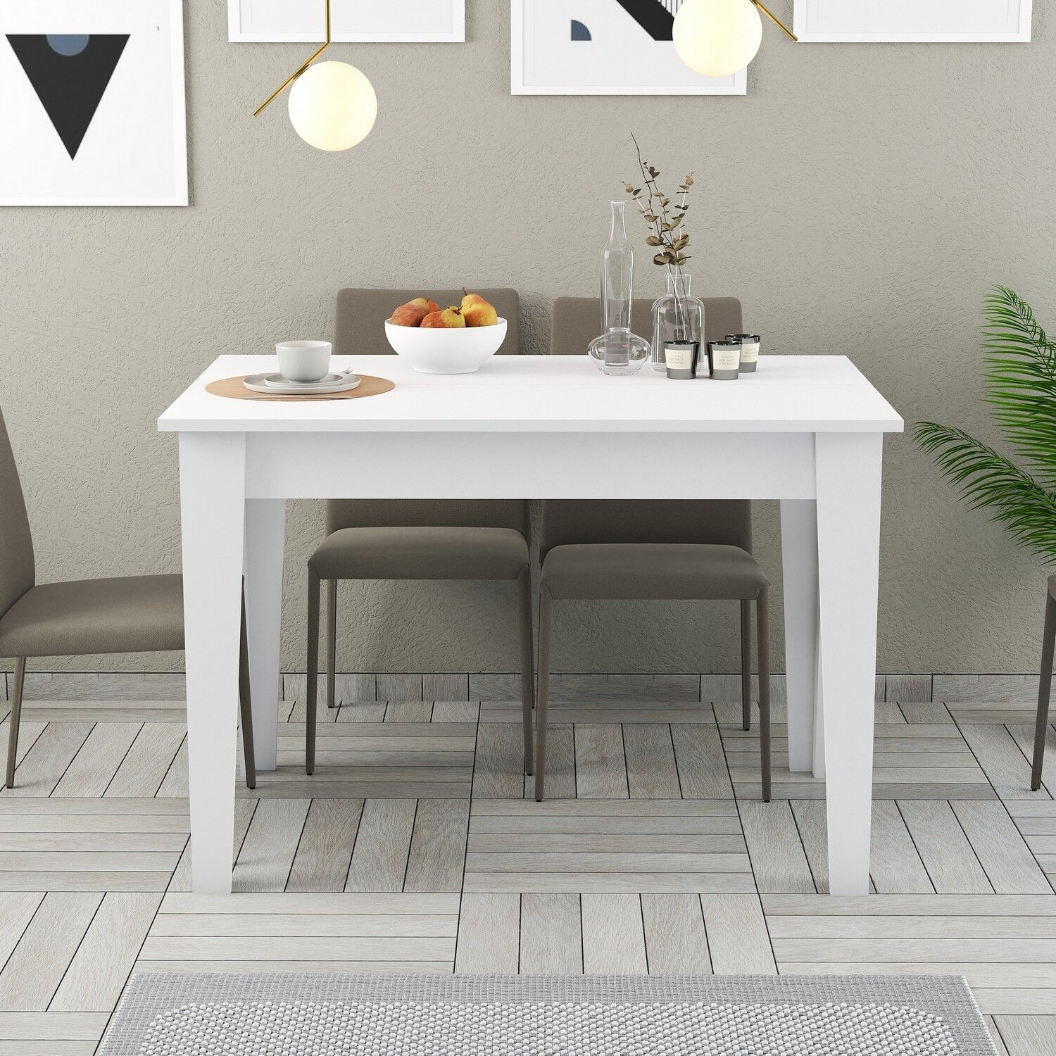 Kiev Keukentafel | 100% MELAMINE | Wit – kavel bij Openbare Verkopen, Beveren-Leie