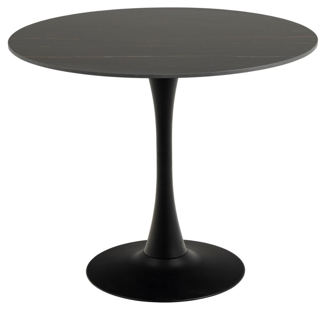 Eettafel Malta - 90x75cm - keramiek en staal - zwart marmer – kavel bij Openbare Verkopen, Beveren-Leie