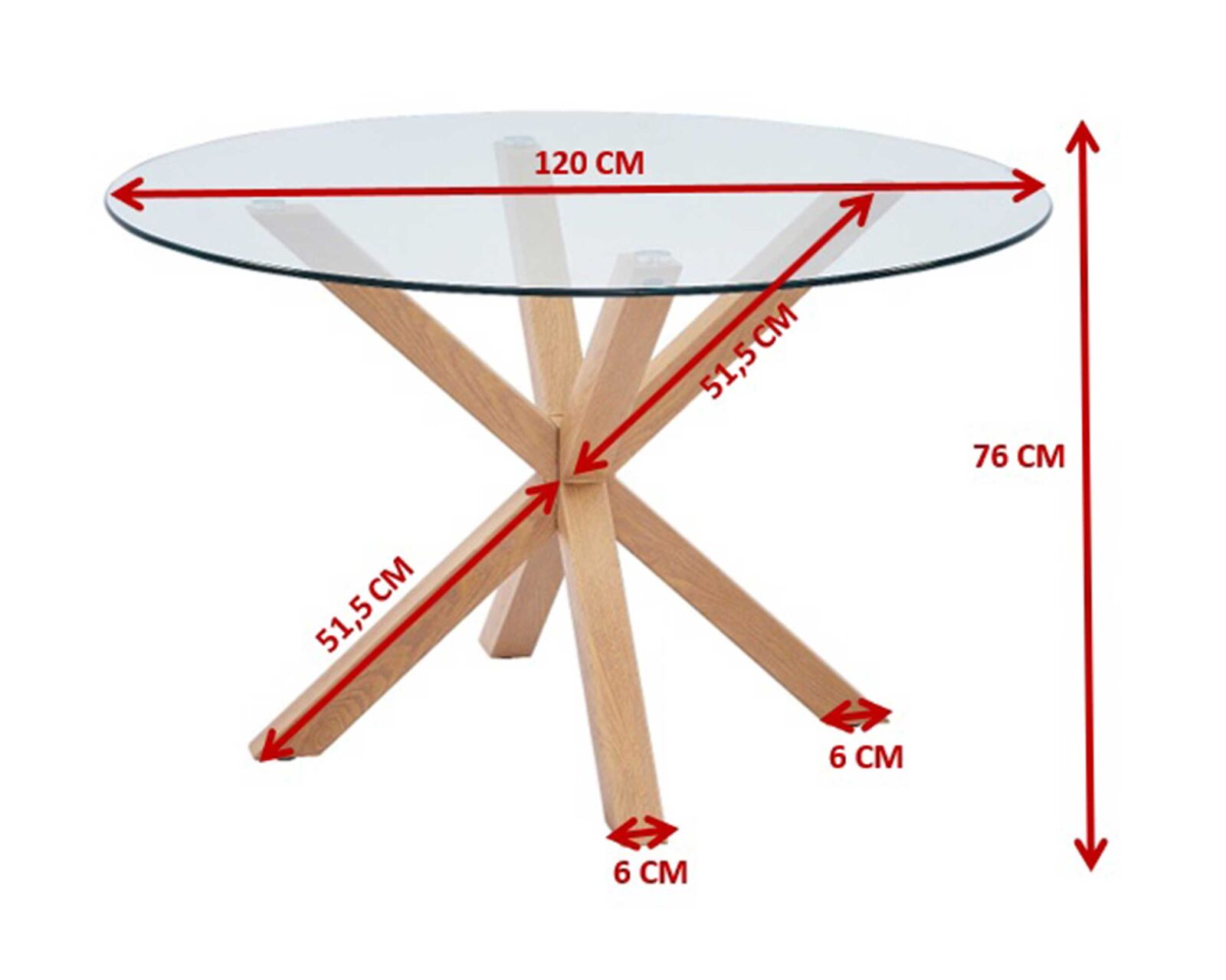 Eettafel Hasel 120cm - bruin/glas – kavel bij Openbare Verkopen, Beveren-Leie