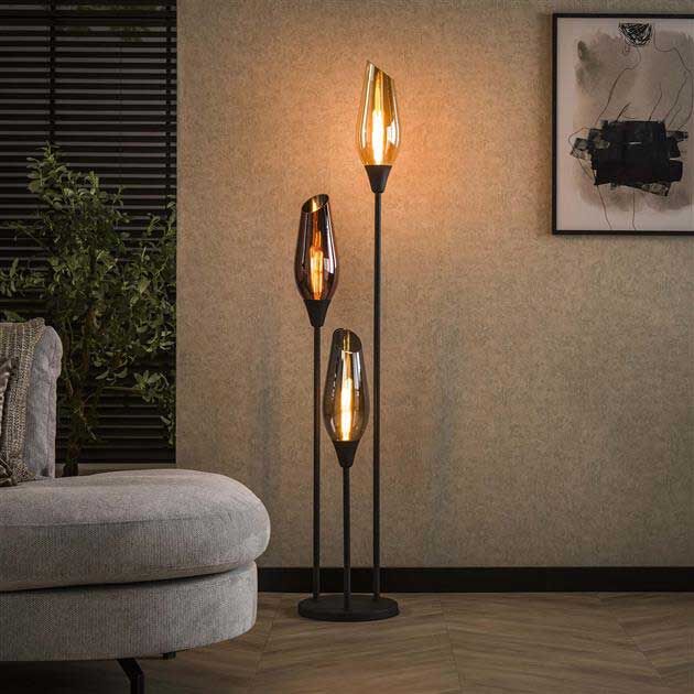 Vloerlamp Cocoon - Ø35x168cm - 3 lampen - glas – kavel bij Openbare Verkopen, Beveren-Leie