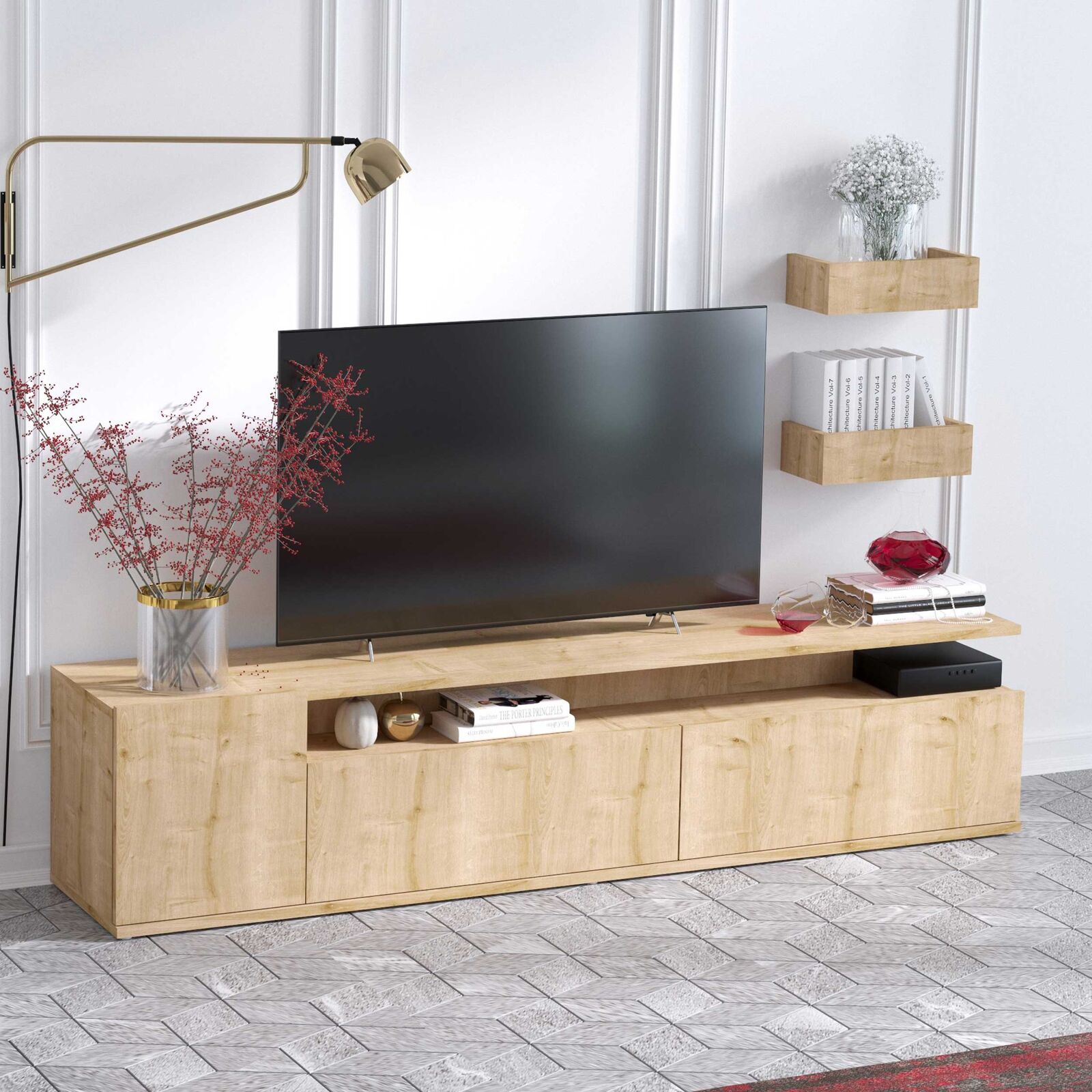 Alika TV-meubel | 100% MELAMINE | Eiken – kavel bij Openbare Verkopen, Beveren-Leie