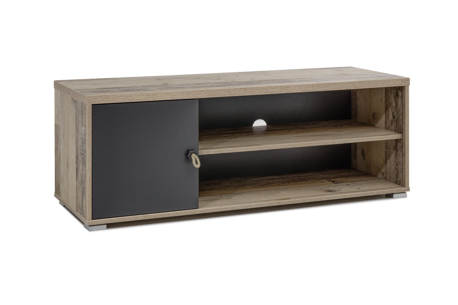 Tv-meubel Moleskin 120cm met 1 deur - antraciet/old style – kavel bij Openbare Verkopen, Beveren-Leie