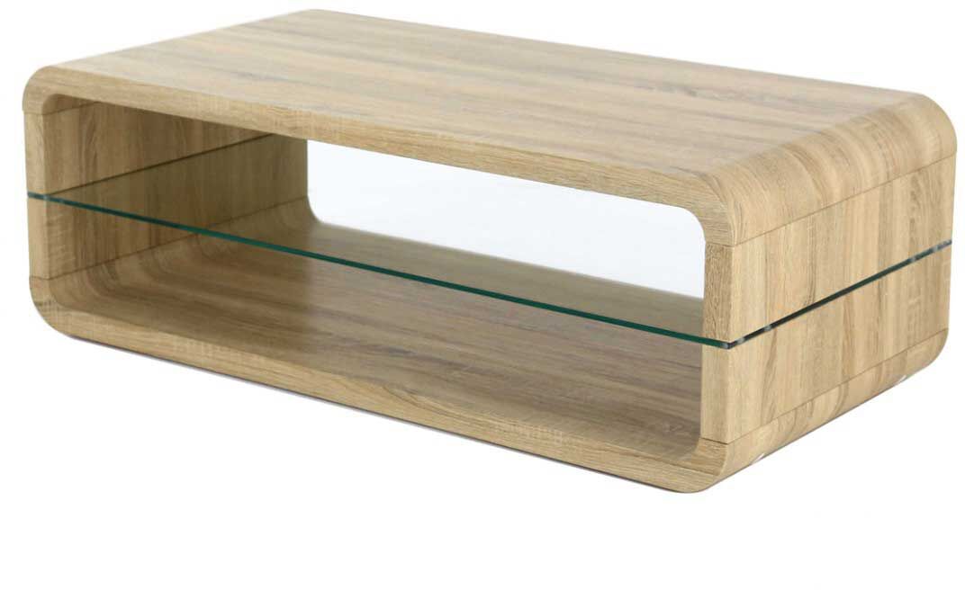Salontafel Lewis - 43x120x60 cm - Lichtbruin/veiligheidsglas – kavel bij Openbare Verkopen, Beveren-Leie