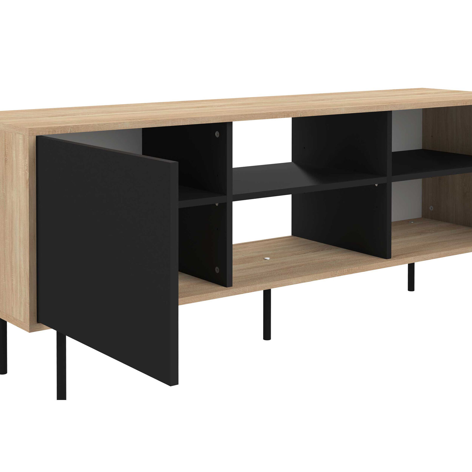 Tv-meubel Vibe 150cm - eik/zwart – kavel bij Openbare Verkopen, Beveren-Leie