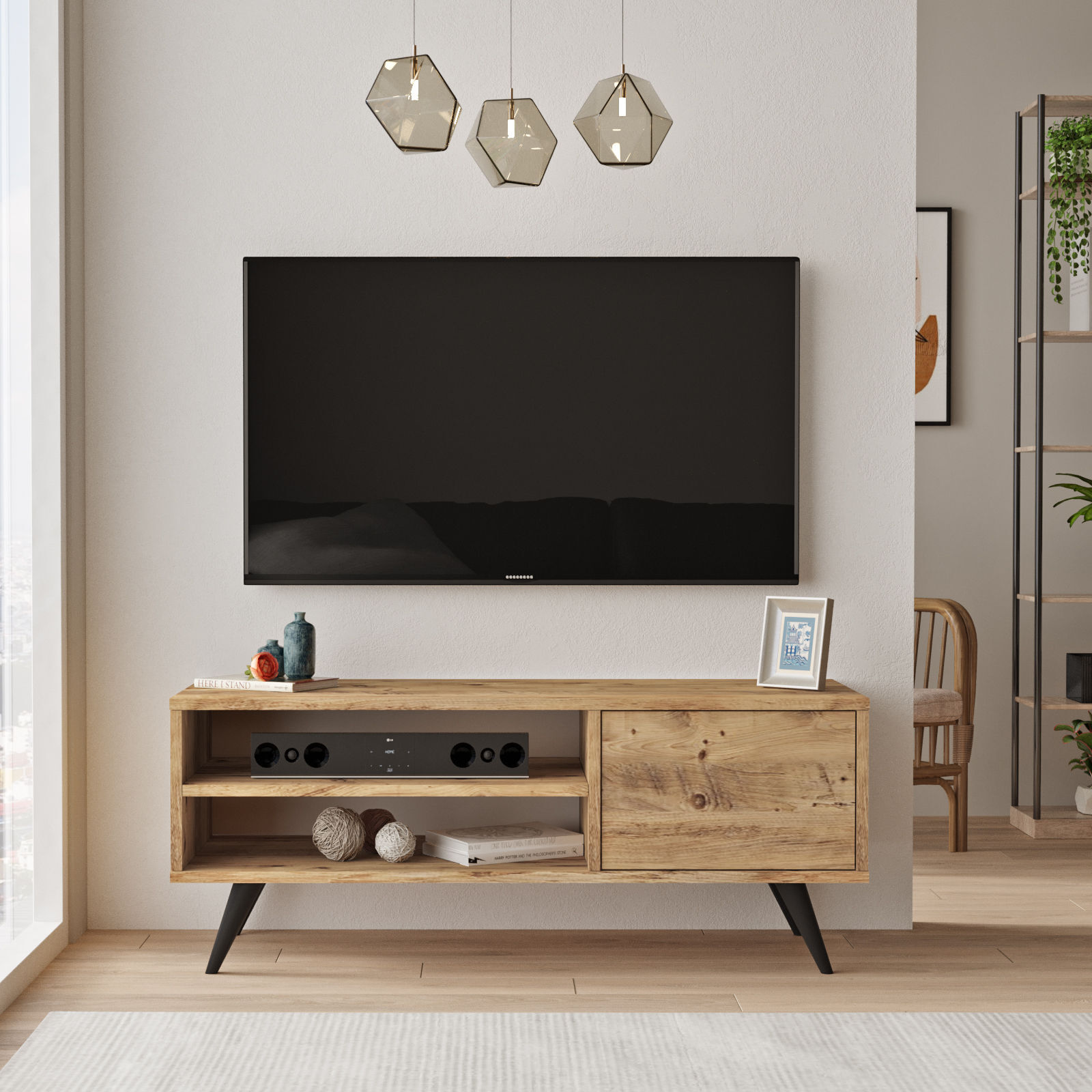 CD1 TV-meubel | 100% MELAMINE | Atlantisch grenen – kavel bij Openbare Verkopen, Beveren-Leie
