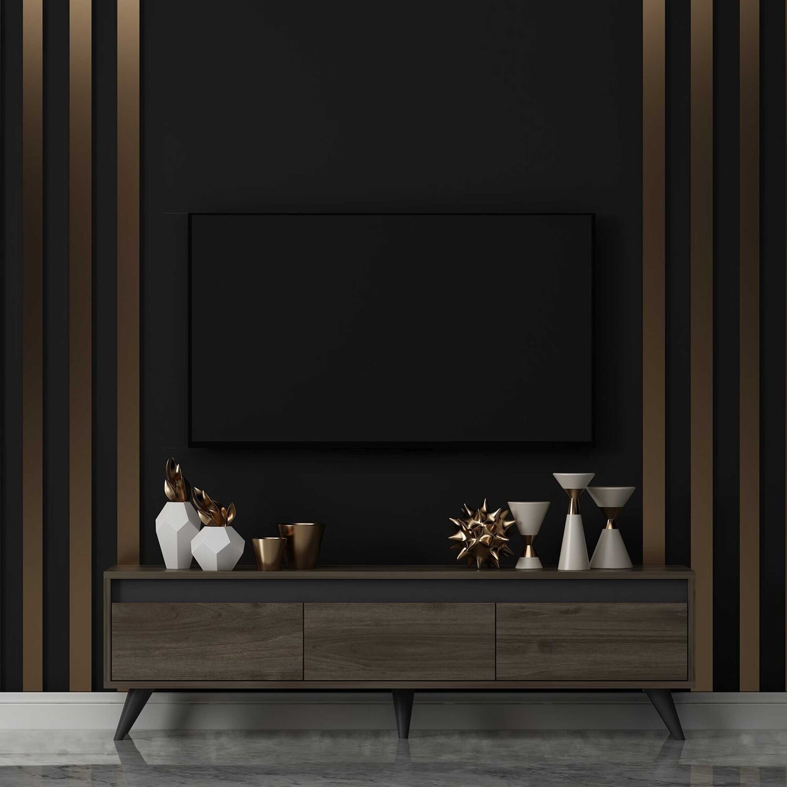 Century TV-meubel | 100% MELAMINE | Walnoot – kavel bij Openbare Verkopen, Beveren-Leie