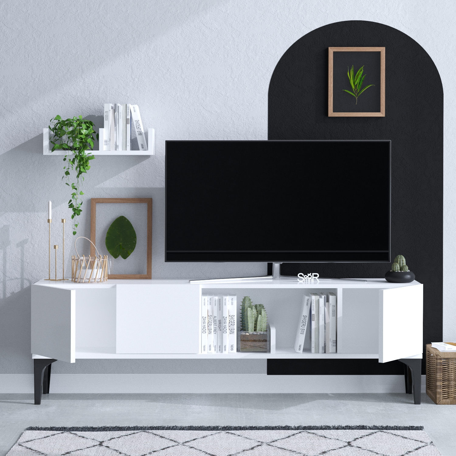 Tv-meubel Emerald | 100% Melamine Gecoat | Wit – kavel bij Openbare Verkopen, Beveren-Leie