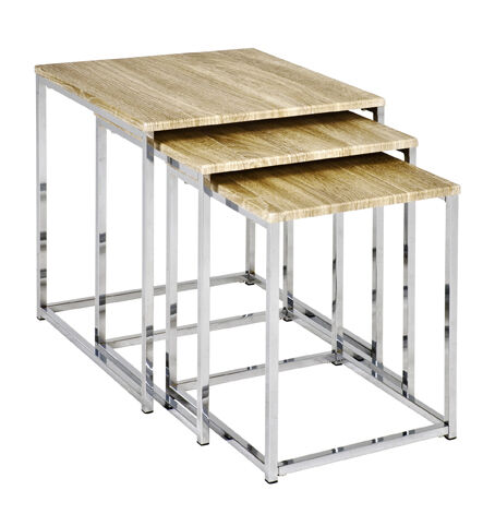 Bijzettafelset met 3 tafeltjes | Light Oak-design – kavel bij Openbare Verkopen, Beveren-Leie