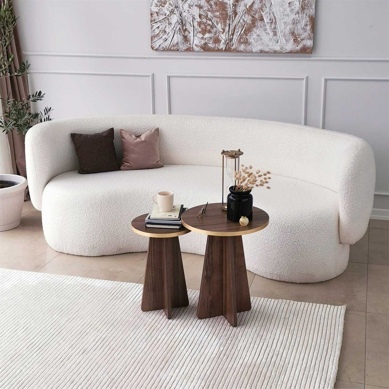 Mushroom 2 Salontafelset | 100% MELAMINE | Goud, Walnoot – kavel bij Openbare Verkopen, Beveren-Leie