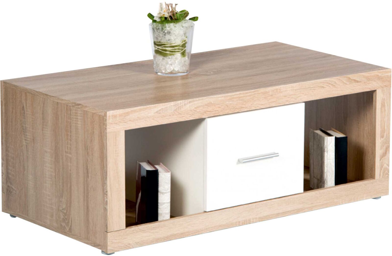 Salontafel Brekalo 115cm met 2 lades - eik/wit – kavel bij Openbare Verkopen, Beveren-Leie