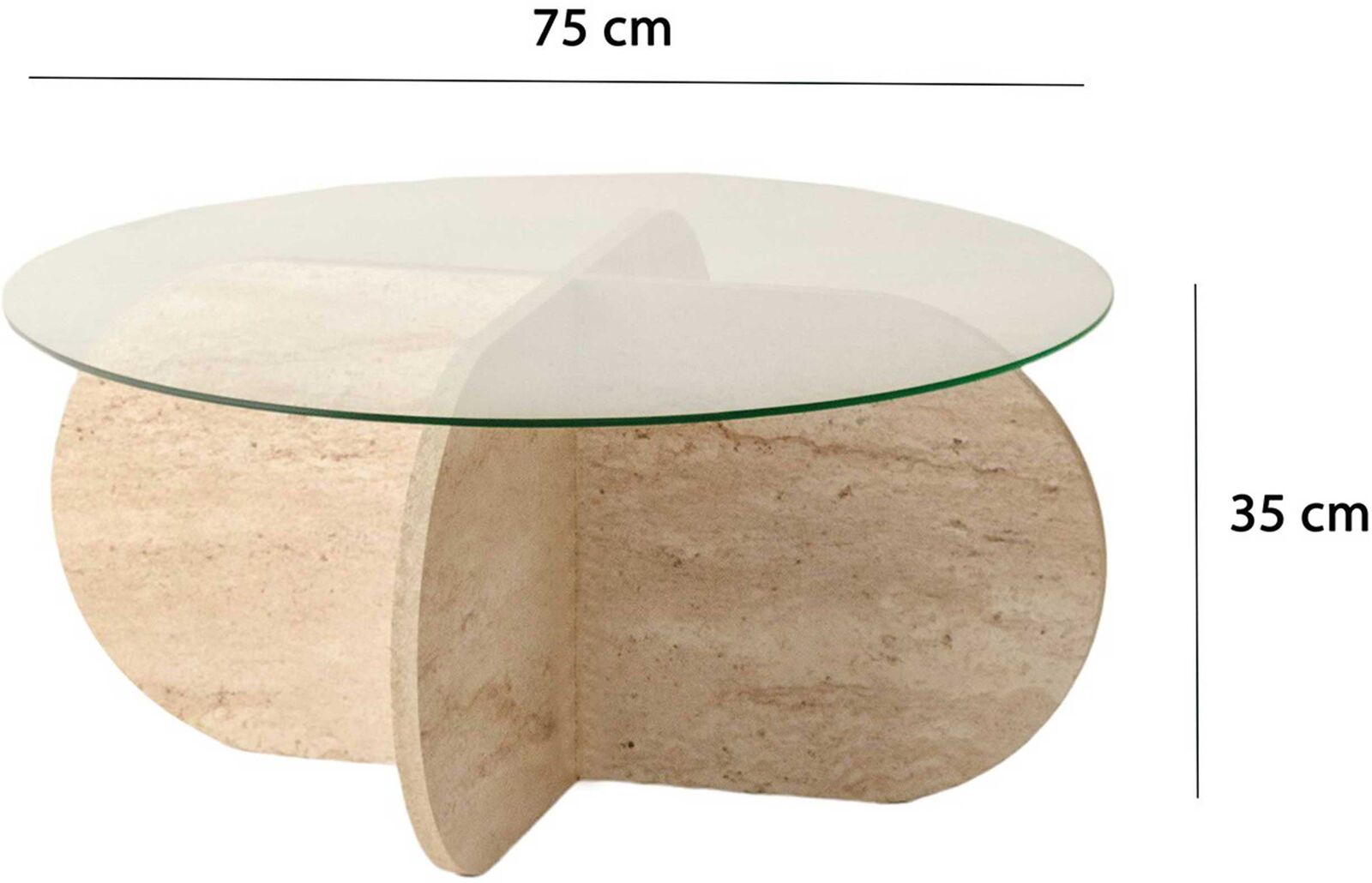 Salontafel Bubble - 100% MELAMINE - Travertijn - 75 x 35 x 75 cm – kavel bij Openbare Verkopen, Beveren-Leie