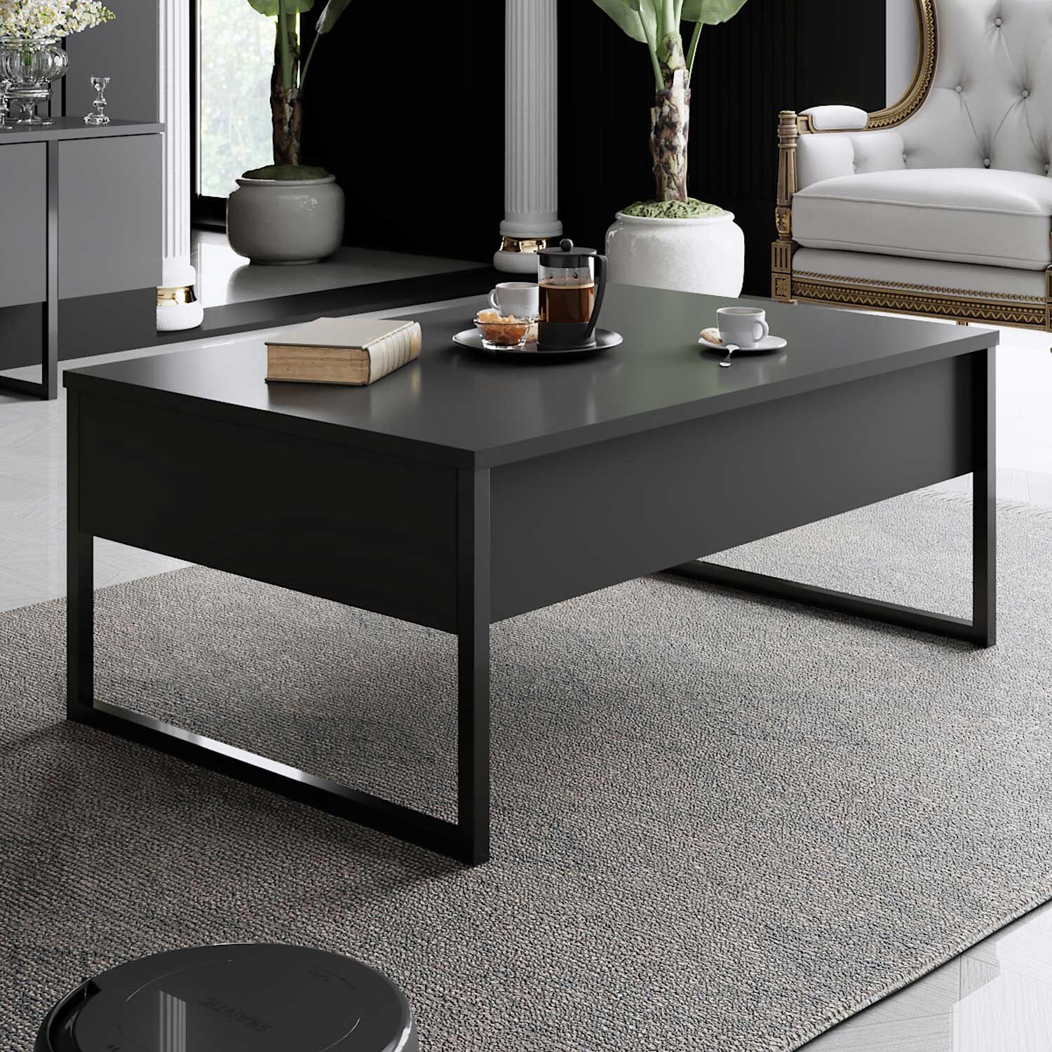 Luxe C Salontafel | 100% MELAMINE | Antraciet, Zwart – kavel bij Openbare Verkopen, Beveren-Leie