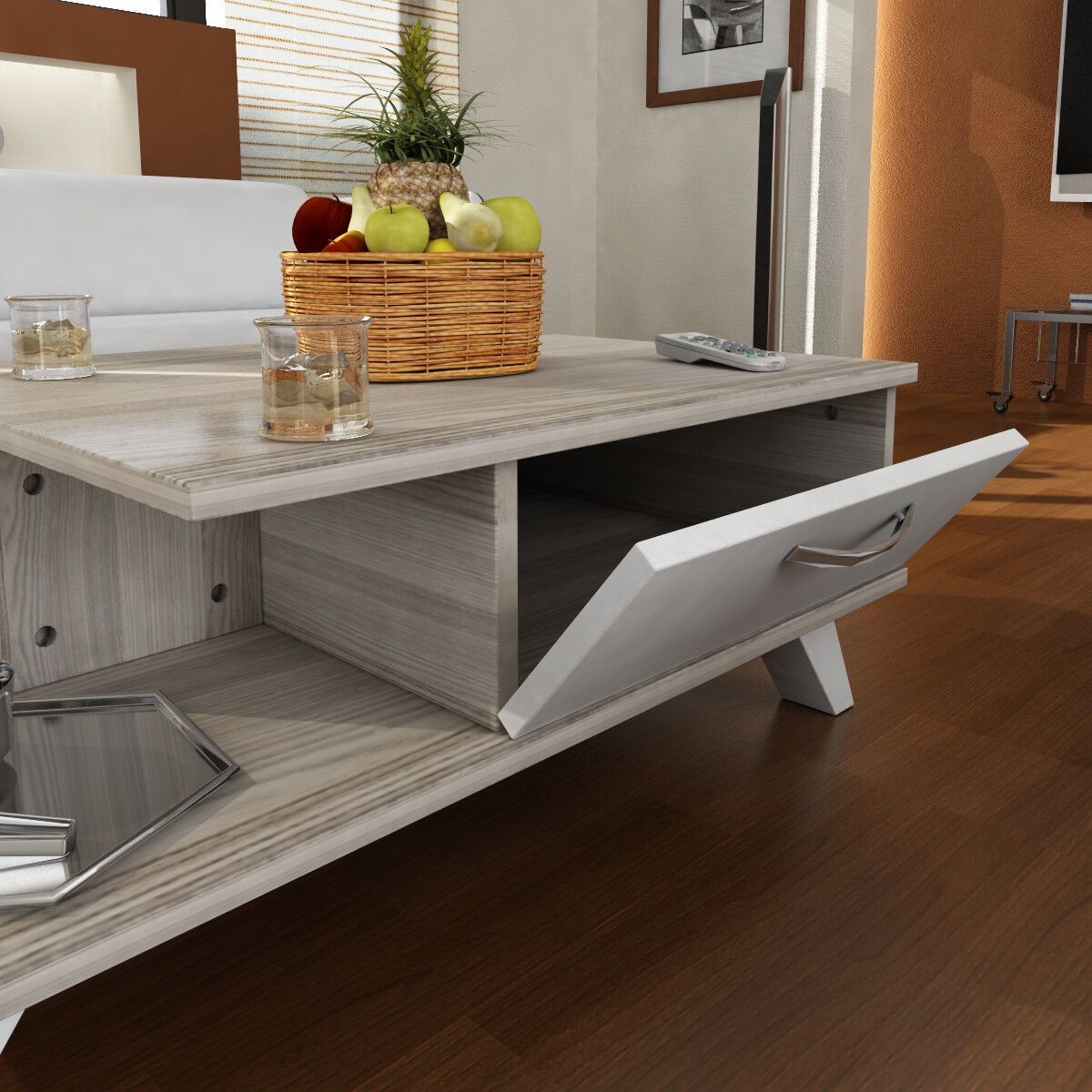 Houten Kunst Salontafel | 100% Melamine | 18mm Dikte | Cordoba Wit – kavel bij Openbare Verkopen, Beveren-Leie