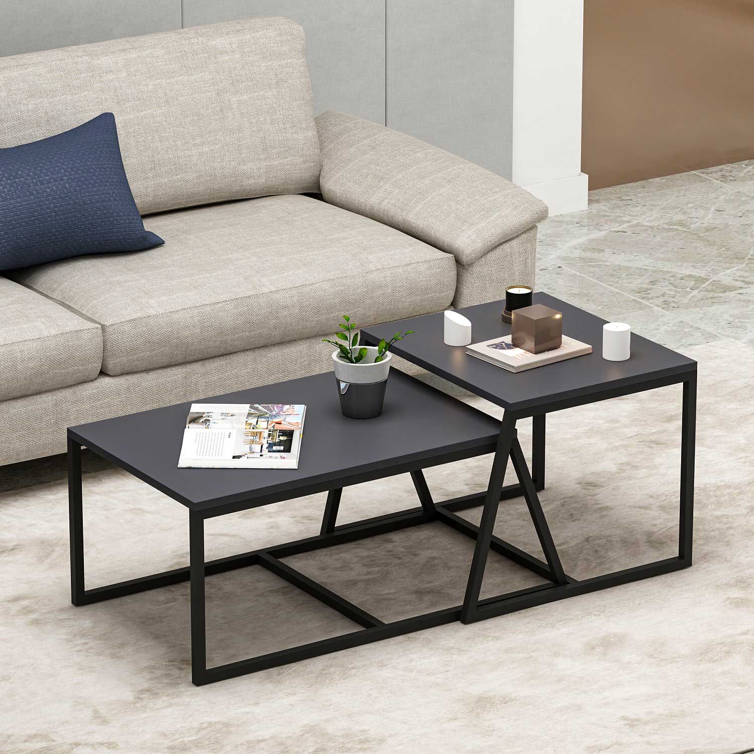 Minimal Salontafel | 100% MELAMINE | Antraciet – kavel bij Openbare Verkopen, Beveren-Leie