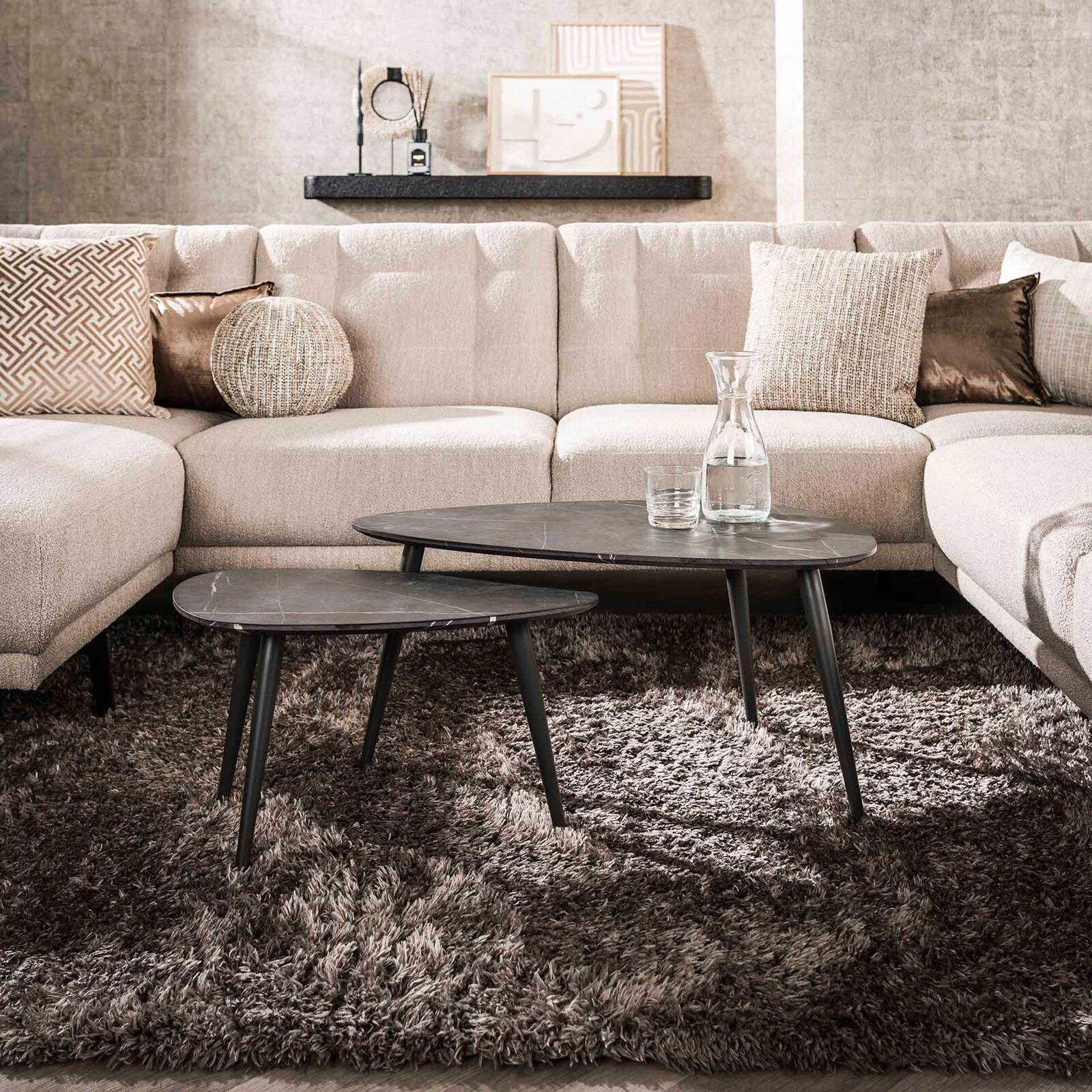 Set van 2 salontafels Mariola 80x44 cm-zwartbruin – kavel bij Openbare Verkopen, Beveren-Leie