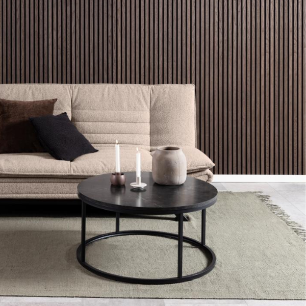 Stijlvolle Spiro salontafel: Zwart marmeren blad, 80x40cm – kavel bij Openbare Verkopen, Beveren-Leie