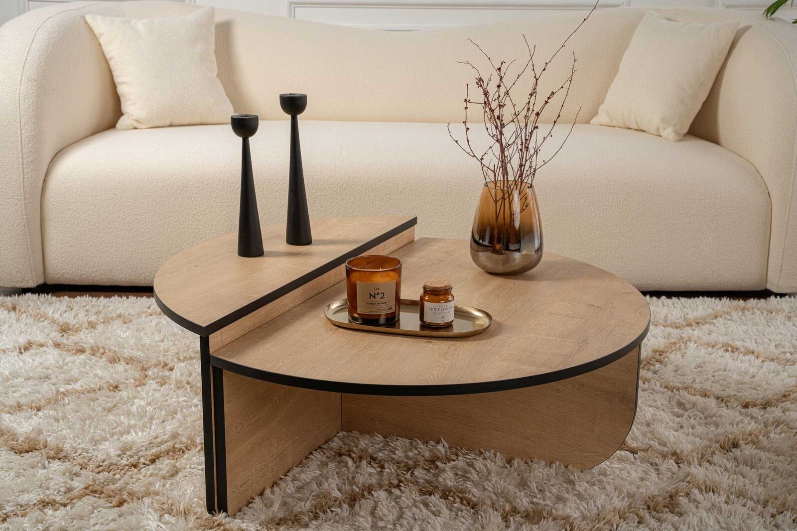 Salontafels Orion - 60x90x30cm - set van 2 - eikdecor/zwart – kavel bij Openbare Verkopen, Beveren-Leie