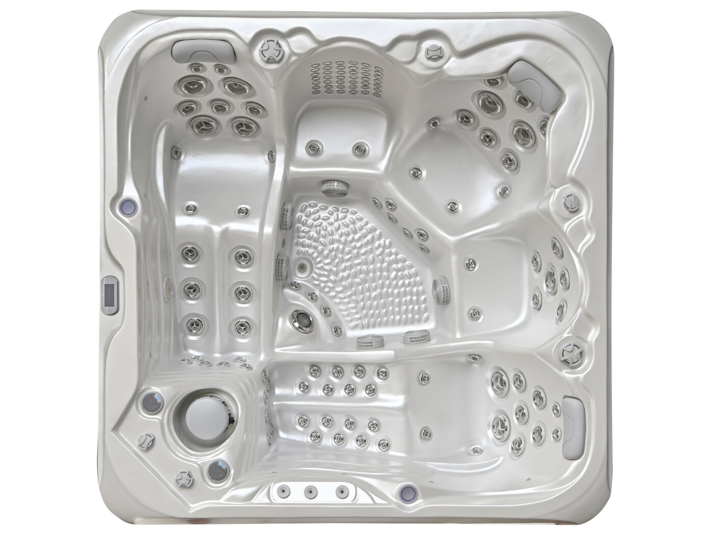 Outdoor Spa 5-persoons 220x220 cm - Wit bad / antraciete zijkant - Incl. Bluetooth – kavel bij Openbare Verkopen