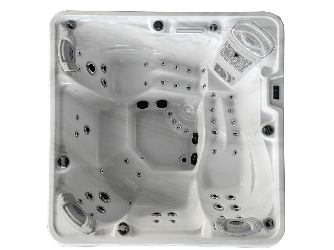 Outdoor Spa 5-persoons 220x220x90 cm -Sneeuwwit bad met zwarte zijkant - Incl. Bluetooth – kavel bij Openbare Verkopen