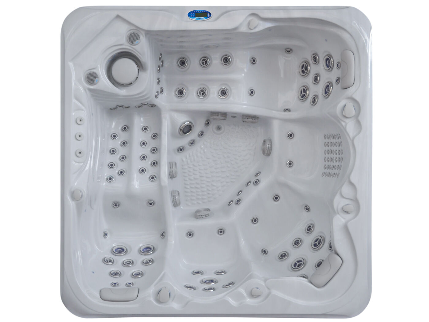 Outdoor Spa 5-persoons 220x220x90 cm - Sneeuwwit bad met antraciete zijkant - Incl. Bluetooth – kavel bij Openbare Verkopen