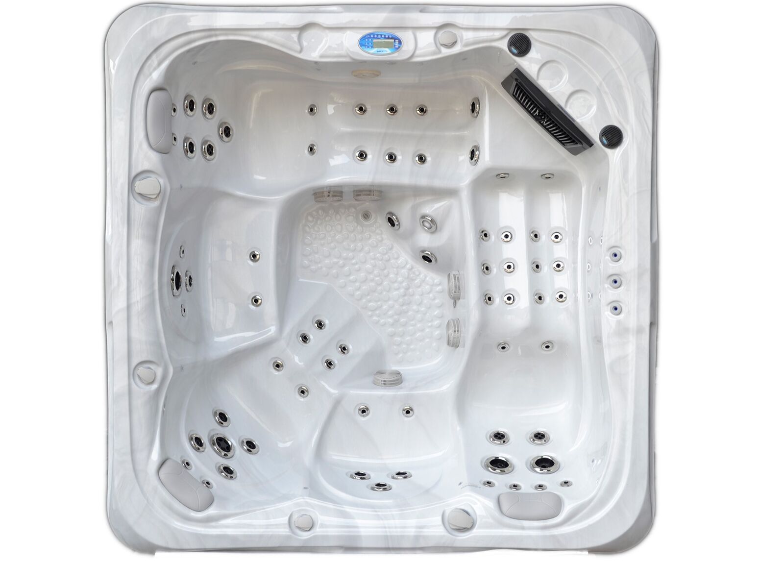 Outdoor Spa 5-persoons 230x230 cm - Sneeuwwit bad / grijze zijkant - Incl. Bluetooth – kavel bij Openbare Verkopen