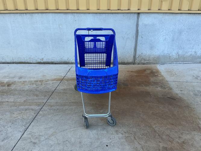 Blauwe Kunststof Winkelwagen Wanzl Salsa – Inclusief Kinderzitje – kavel bij Openbare Verkopen, Gullegem