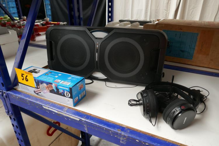 Bluetooth partyluidspreker - Draadloze koptelefoon - Karaoke microfoon – kavel bij Openbare Verkopen, Ooigem