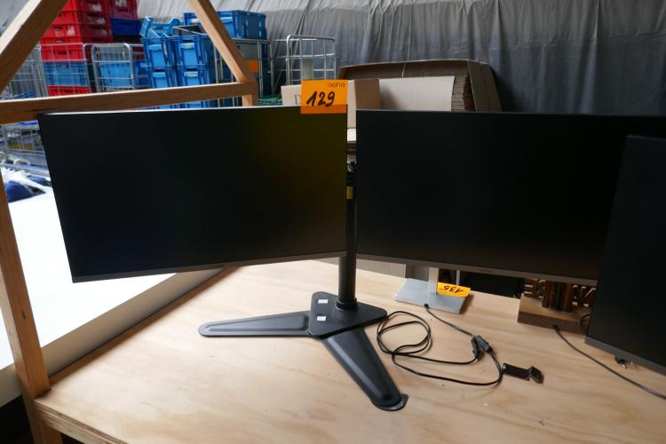 Vrijstaand dubbele monitorstandaard met 2 schermen – kavel bij Openbare Verkopen, Ooigem