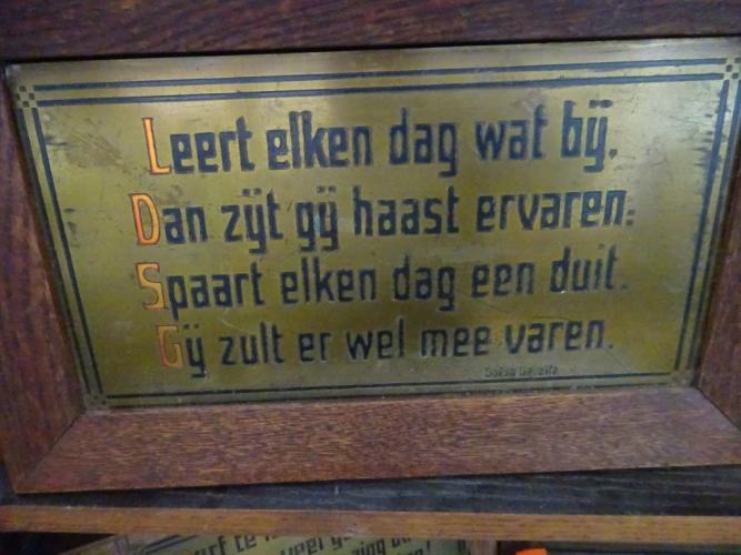 Koperen spreuk – kavel bij Openbare Verkopen, Izegem
