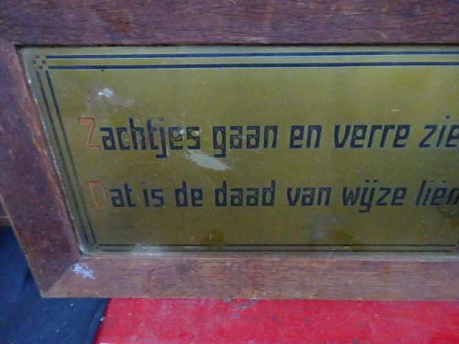 Koperen spreuk – kavel bij Openbare Verkopen, Izegem
