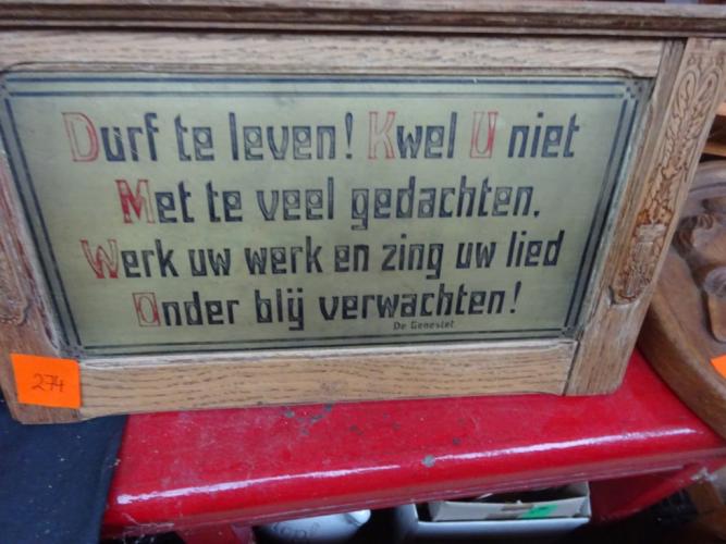 Koperen spreuk – kavel bij Openbare Verkopen, Izegem