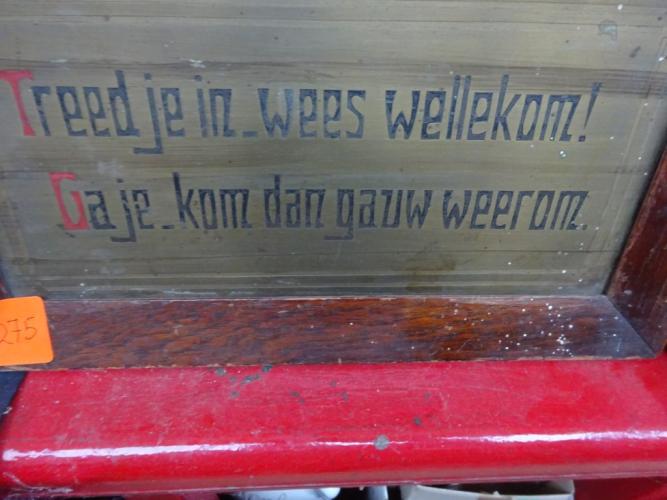 Koperen spreuk – kavel bij Openbare Verkopen, Izegem