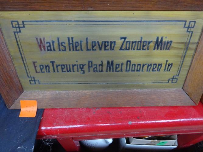 Koperen spreuk – kavel bij Openbare Verkopen, Izegem